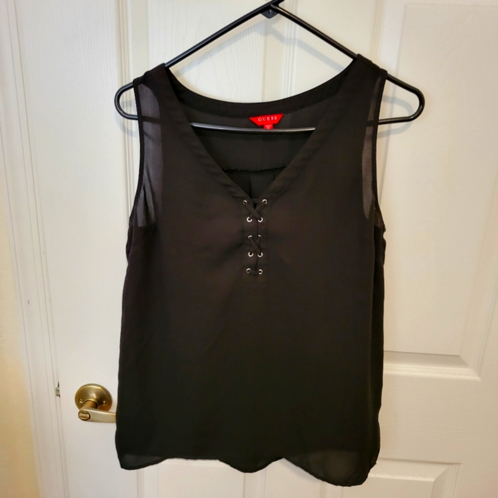Women's black tank top blouse
